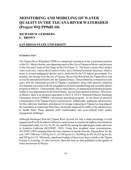 MONITORING and MODELING of WATER QUALITY in the TIJUANA RIVER WATERSHED (Project WQ PP96II-10)