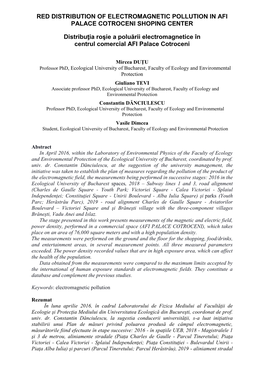 RED DISTRIBUTION of ELECTROMAGNETIC POLLUTION in AFI PALACE COTROCENI SHOPING CENTER Distribuţia Roşie a Poluării Electromagn