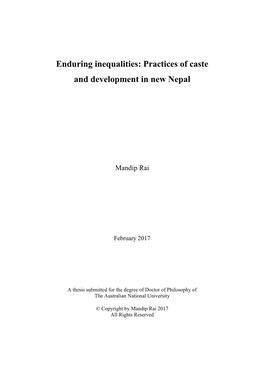 Practices of Caste and Development in New Nepal