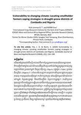 Locating Smallholder Farmers Coping Strategies in Drought-Prone Districts of Cambodia and Nigeria