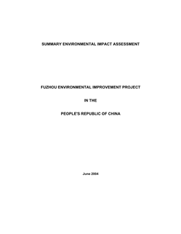 Summary Environmental Impact Assessment Fuzhou
