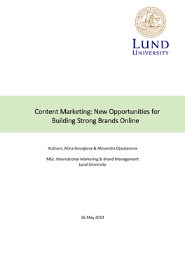 Content Marketing: New Opportunities for Building Strong Brands Online