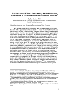 The Radiance of Time: Overcoming Bardo Limits and Constraints in the Five Dimensional Buddha Universe1