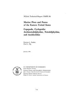 Marine Flora and Fauna of the Eastern United States Copepoda, Cyclopoida: Archinotodelphyidae, Notodelphyidae, and Ascidicolidae-Associates of Ascidians