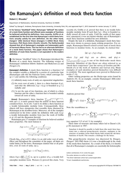 On Ramanujants Definition of Mock Theta Function