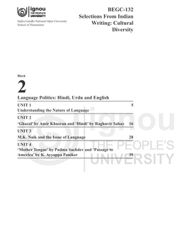 Block-2 Language Politics: Hindi, Urdu and English