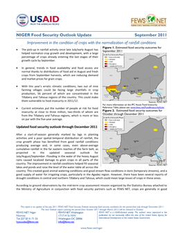 NIGER Food Security Outlook Update September 2011 Improvement In