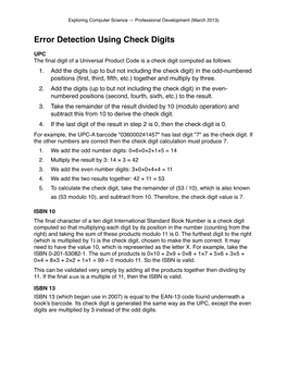 Error Detection Using Check Digits