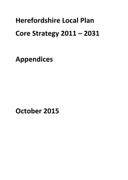 Herefordshire Local Plan Core Strategy 2011 – 2031