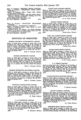 1264 the LONDON GAZETTE, 28Ra JANUARY 1975 MEETINGS of CREDITORS