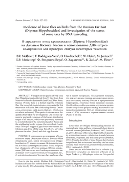 Diptera: Hippoboscidae) and Investigation of the Status of Some Taxa by DNA Barcoding