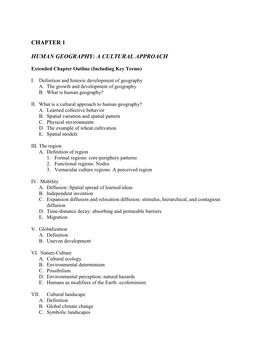 Chapter 1 Human Geography: a Cultural Approach