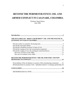 Oil and Armed Conflict in Casanare, Columbia