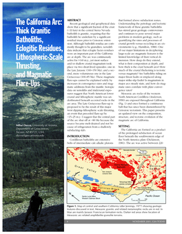 The California Arc: Thick Granitic Batholiths, Eclogitic Residues