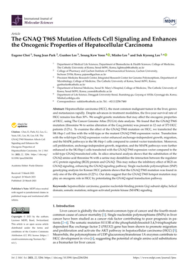 The GNAQ T96S Mutation Affects Cell Signaling and Enhances the Oncogenic Properties of Hepatocellular Carcinoma