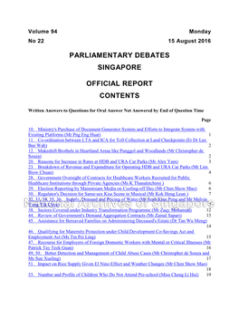 Parliamentary Debates Singapore Official Report