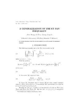 A GENERALIZATION of the KY FAN INEQUALITY Mq(X)