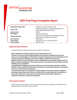 CEPF Final Project Completion Report