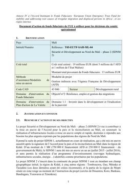 Fiche D'action Pour [Pays/Région/Thème Bénéficiaire]