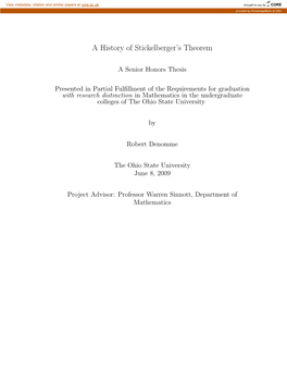 A History of Stickelberger's Theorem