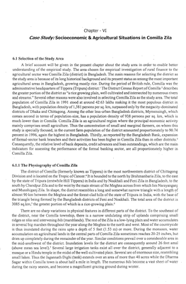 Chapter- VI Case Study: Socioeconomic & Agricultural Situations in Co Milia Zila