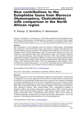 Hymenoptera, Chalcidoidea) with Comparison in the North African Region