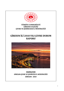 Giresun Ili 2018 Yili Çevre Durum Raporu