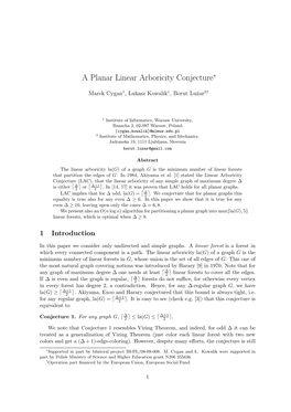 A Planar Linear Arboricity Conjecture∗