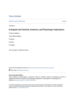 D-Shaped Left Ventricle, Anatomic, and Physiologic Implications