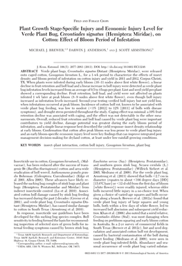 Plant Growth Stage-Specific Injury and Economic Injury Level for Verde