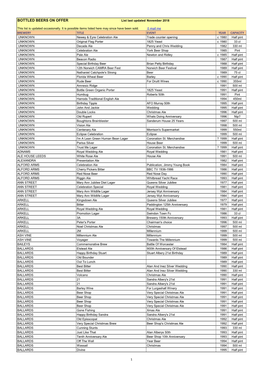 BOTTLED BEERS on OFFER List Last Updated November 2018