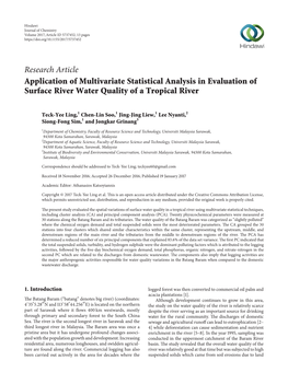 Application of Multivariate Statistical Analysis in Evaluation of Surface River Water Quality of a Tropical River
