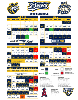 2020 Printable Schedule