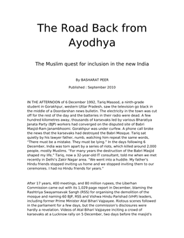 The Road Back from Ayodhya