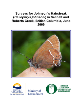 Surveys for Johnson's Hairstreak (Callophrys Johnsoni)