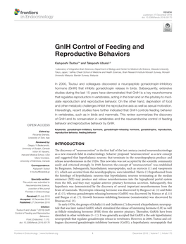 Gnih Control of Feeding and Reproductive Behaviors