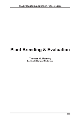 Plant Breeding & Evaluation