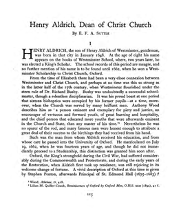 Henry Aldrich Dean of Christ Church·