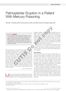 Palmoplantar Eruption in a Patient with Mercury Poisoning