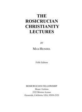 Rosicrucian Christianity Lectures