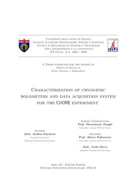 Characterization of Cryogenic Bolometers and Data Acquisition System for the CUORE Experiment