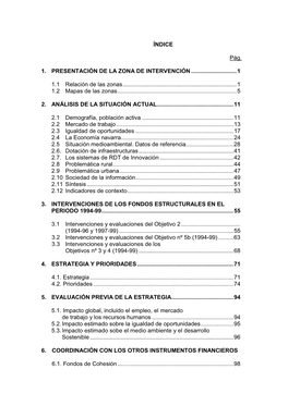 ÍNDICE Pág. 1. PRESENTACIÓN DE LA ZONA DE INTERVENCIÓN