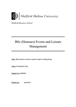 Bsc (Honours) Events and Leisure Management