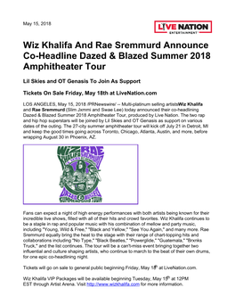 Wiz Khalifa and Rae Sremmurd Announce Co-Headline Dazed & Blazed Summer 2018 Amphitheater Tour