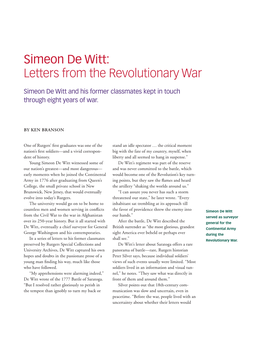 Simeon De Witt: Letters from the Revolutionary War