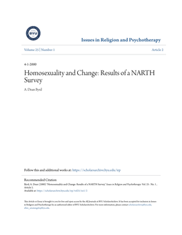 Homosexuality and Change: Results of a NARTH Survey A