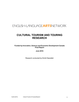 Cultural Tourism and Touring Research