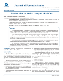 Journal of Forensic Studies Bandyopadhyay SK, Et Al