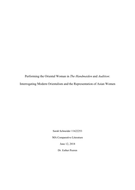 Performing the Oriental Woman in ​The Handmaiden ​And ​Audition