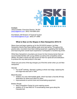 What Is New on the Slopes in New Hampshire 2015-16